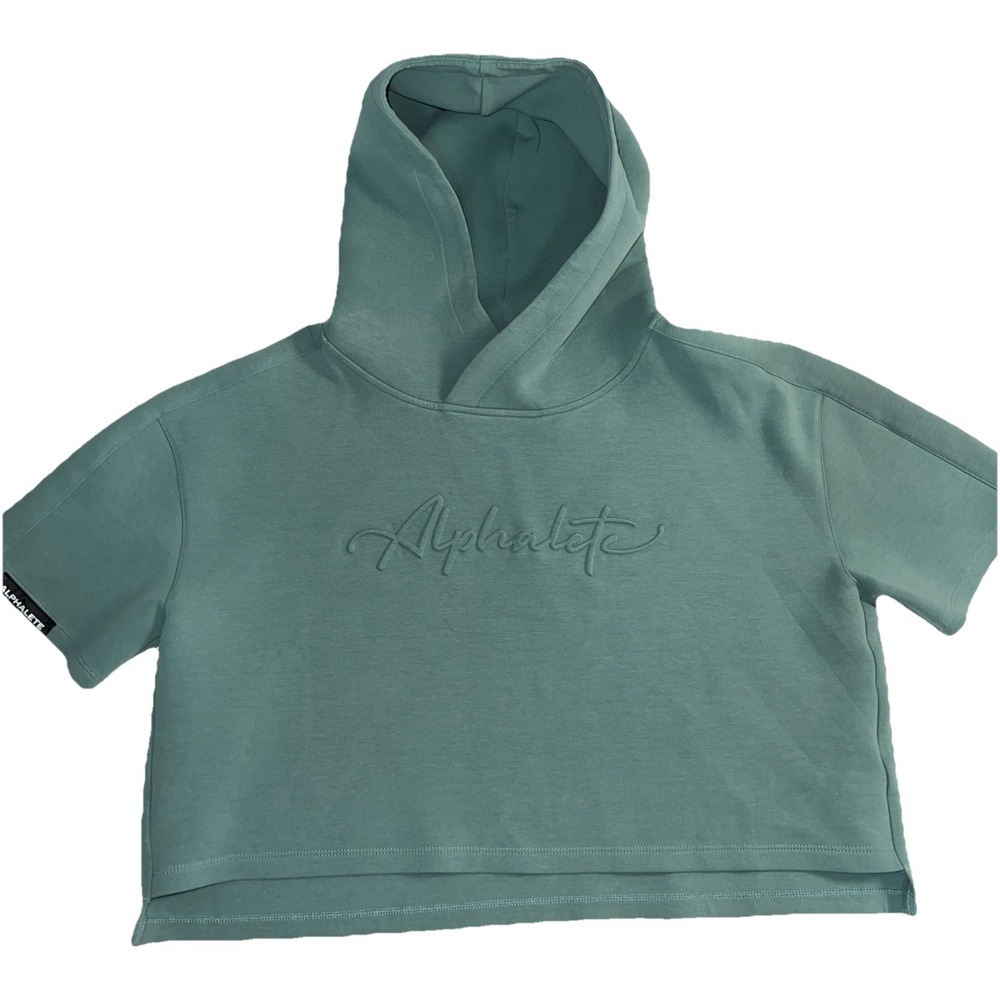 Alphalete Teal Half Sleeve Womens Cropped‎ Hoodie Size Medium